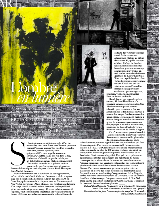 Richard Hambleton featured in French Vogue