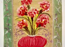 Sybil Gibson - Red Carnations with a Decorated Border - ca. 1976