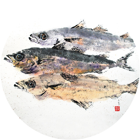 Gyotaku Fish Monoprints - Street-level Exhibition hosted by Woodward Gallery and Gourmet Garage, SoHo